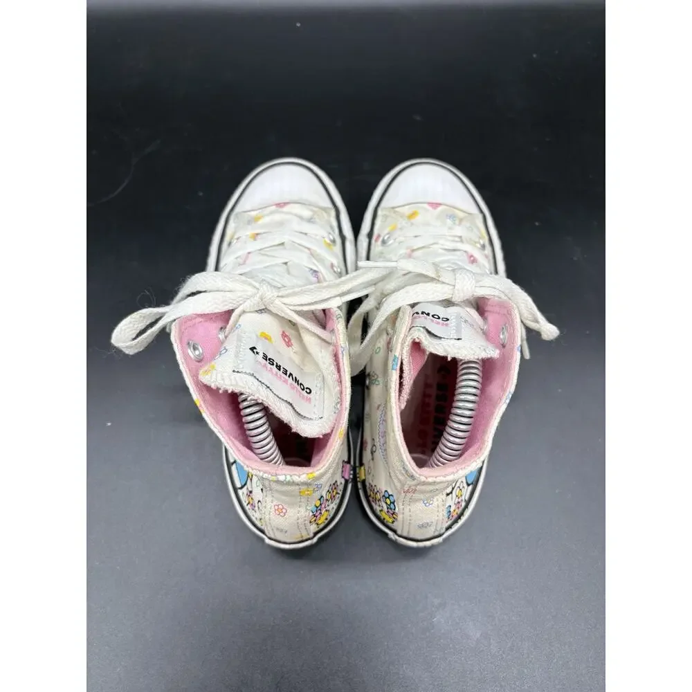 Hello Kitty Converse All Star Chuck Taylor Junior Size 12 Rare High tops Floral